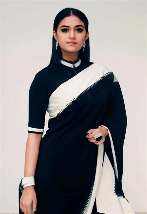 Keerthy Suresh 4071 Black And White Saree Fashion Saree Look