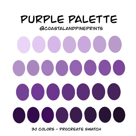 Purple Color Palette Procreate Palette Swatch Purple Etsy