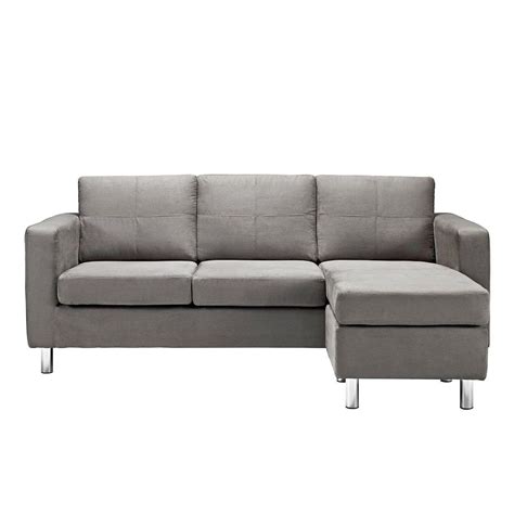 Modern Microfiber Grey Sectional Sofa Small Space