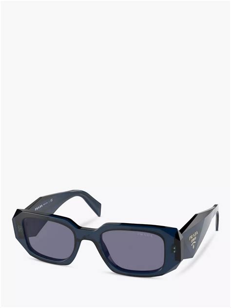 Prada Pr 17ws Women S Rectangular Sunglasses Blue Crystal Blue At John Lewis And Partners