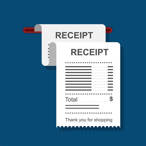 Receipt Icon In A Flat Style Isolated On A Colored Background Vector