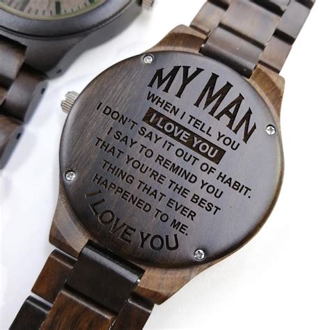 To My Man Engraved Sandalwood Watches Personalized Wooden Watch Custom