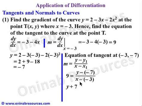 Calculus Equations Of Tangent And Normal To A Curve Youtube