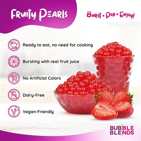 Bubble Blends Strawberry Popping Boba 1lb 16oz Popping Pearls Non