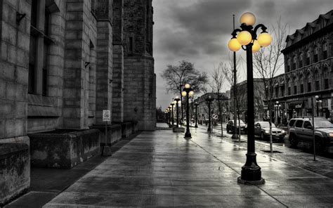 Rainy Day In Dark City Street Art Wallpapers Pictures