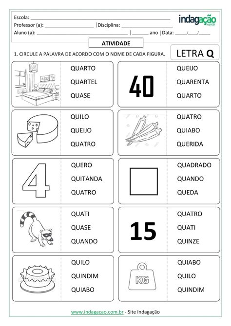 Atividade Letra Q Educação Infantil