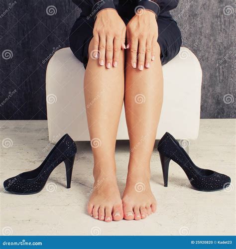 Bare Legs And Feet Of Business Woman Stock Photo Image Of Background