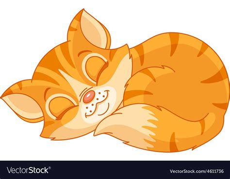 An Orange Cat Sleeping On Its Side