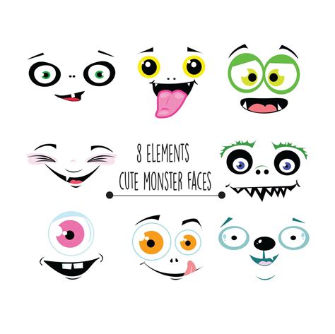 Monster Face Clipart Monster Faces Clipart Funny Faces Clipart