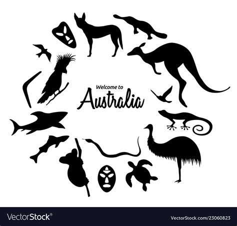 Set Of Australian Animals Silhouettes The Nature Vector Image