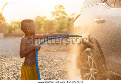 Happy Asian Little Boy Playing Water Stock Photo 1552222604 Shutterstock