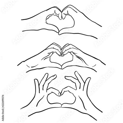 Hand Drawn Vectore Women Hands Showing A Heart Symbol From Front And