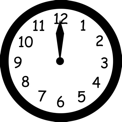 Clock Twelve Noon Clipart Free Image Download