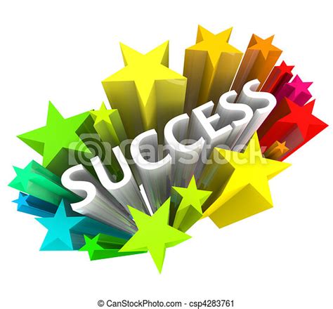 Clipart Of Success Word Surrounded By Colorful Stars The Word
