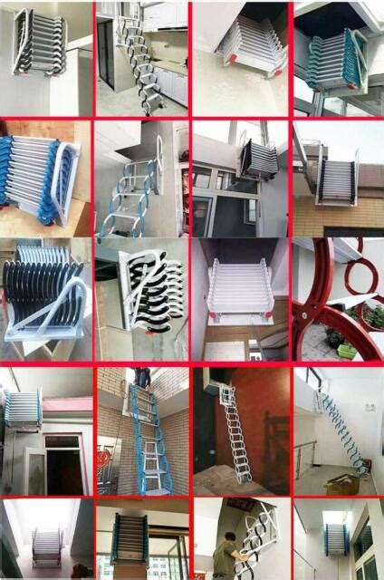White Wall Mounting Type Folding Attic Extension Loft Ladder Stairs For
