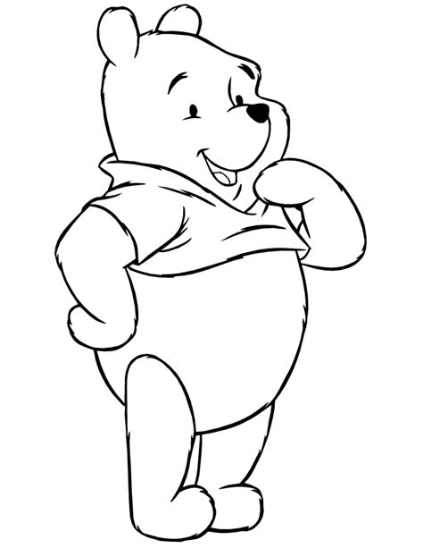 Cute Winnie The Pooh Standing And Smiling Coloring Page H And M