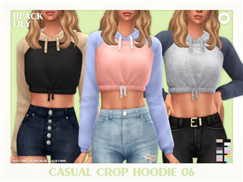 Casual Crop Hoodie 06 By Black Lily At Tsr Sims 4 Updates