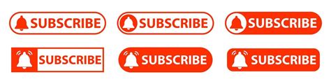 Subscribe Button Set Of Red Subscribe Button Template Vector
