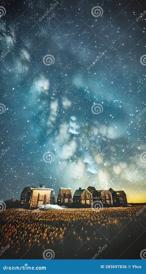 Stunning Starry Night Sky Illustration Artificial Intelligence Artwork