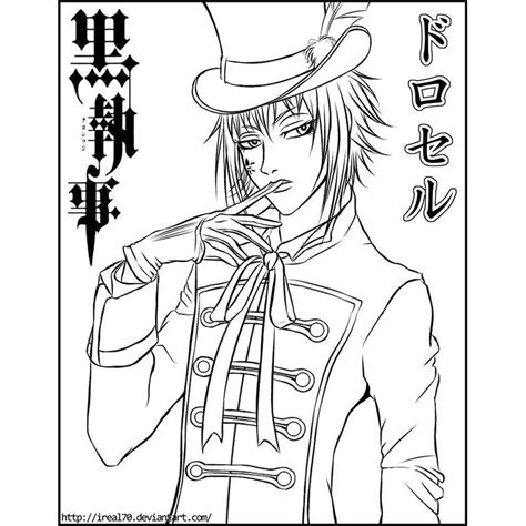 Black Butler Coloring Pages Character Undertaker With Hat