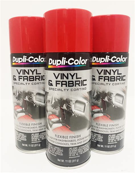 Duplicolor Hvp100 3 Pack Vinyl And Fabric Spray Paint Red 11 Oz