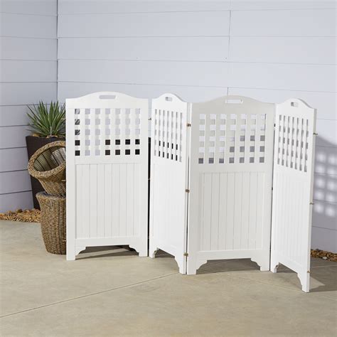 Bradley Outdoor Wood Privacy Screen With 4 Panels 46