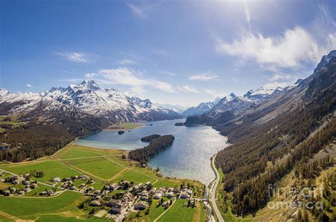 Dramatic View Of Lake Sils In The Engadin Valley In Canton Graud