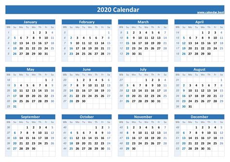 Calendar 2020 With Week Numbers