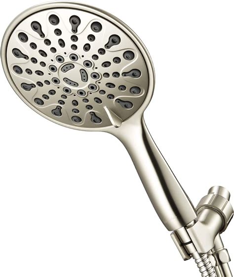 couradric handheld shower head 6 brushed nickel face 6 spray setting shower head with high