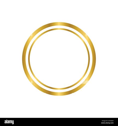 Gold Shiny Glowing Vintage Circle Frame With Shadows Isolated On White