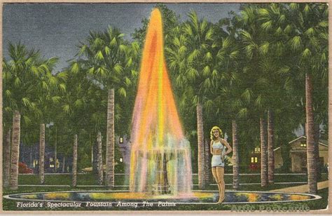 Vintage Linen Postcard Of The Holler Fountain In Stetson University