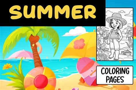 Cartoon Summer Coloring Pages Graphic By Designood · Creative Fabrica