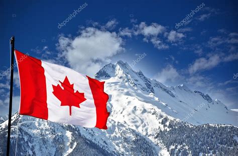 Canada Flag And Mountains Stock Photo By ©surangastock 32863515