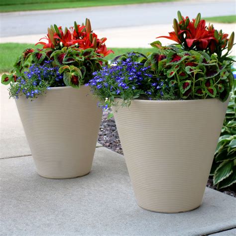Sunnydaze Walter Flower Pot Planter Outdoorindoor Heavy Duty Double