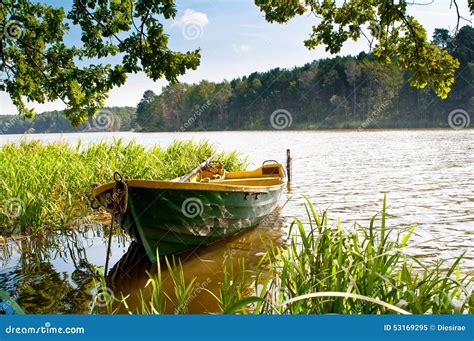 Yellow Wooden Boat Adrift Lake Stock Photos Free And Royalty Free Stock