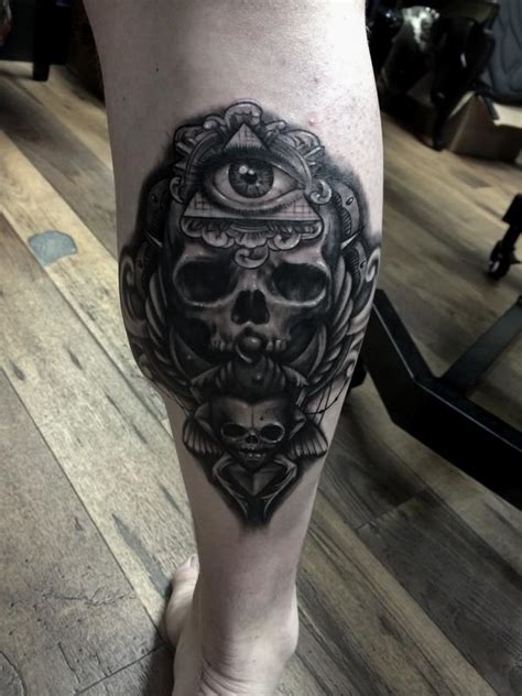 Skull Calf Leg Tattoo By Lefty Colbert Tattoonow