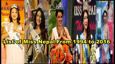 List Of Miss Nepal From 1994 To 2017 Youtube