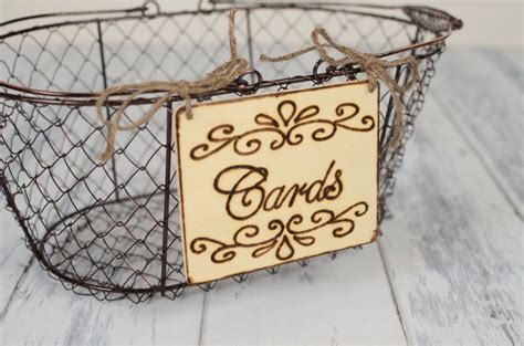 Rustic Wedding Cards Sign With Wire Basket For Your Rustic Country