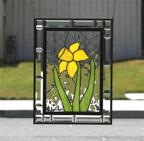 Spring Daffodil Large Contemporary Stained Glass Window
