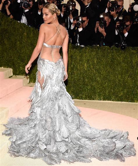 Met Gala 2016 Rita Ora ditches her underwear in risqué feathered gown