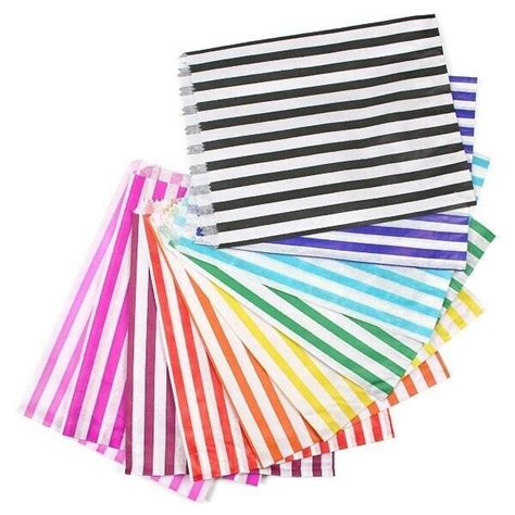 300 X Candy Stripe Paper Bags Birthday Party Penny Sweet Food Cart