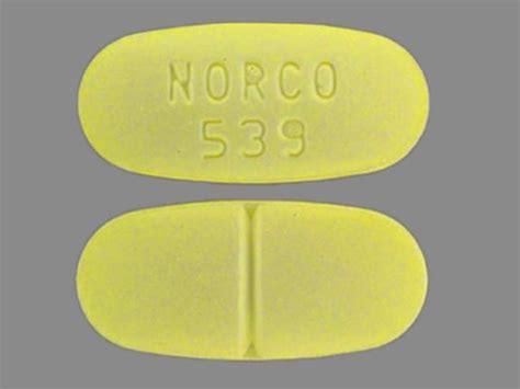 Norco 539 Pill Yellow Oval 14mm Pill Identifier