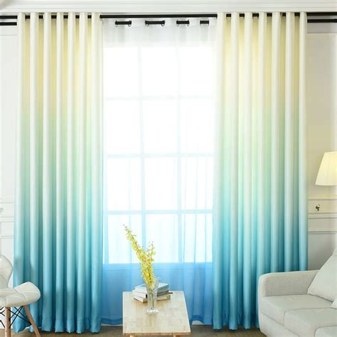 Living Room Aqua Turquoise Blue Ombre Curtains Two Tone Blackout