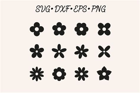 Cute Simple Flowers Silhouettes SVG EPS PNG DXF
