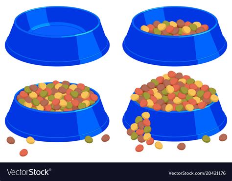 Colorful Cartoon Pet Food Bowl Set Royalty Free Vector Image