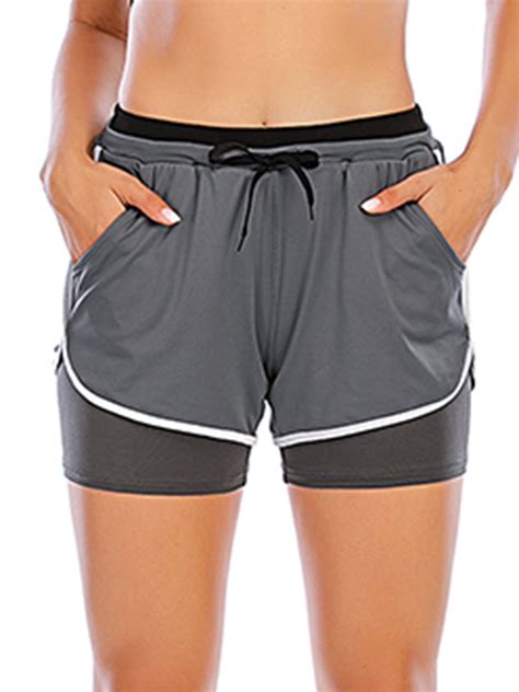 Womens Yoga Shorts Butt Lift Shorts Double Layer Running Yoga Shorts Quick Dry Activewear