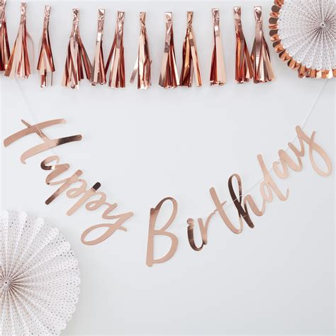 Rose Gold Happy Birthday Bunting Party Decoration Ginger Ray Ginger Ray