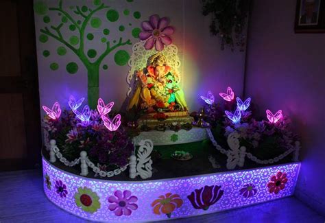 Ganpati Decoration Ideas at Home - Ganesh Pooja Decoration ...