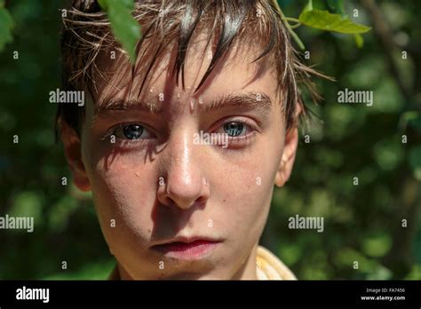 Portrait Of A Teenage Boy After Swimming In Summer Stock Photo Alamy