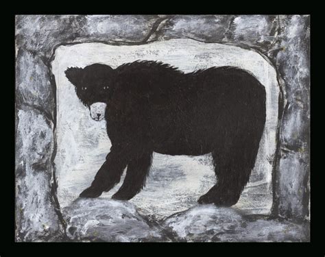 Black Goat Folk Art Black Bear In Cave Mud Painting